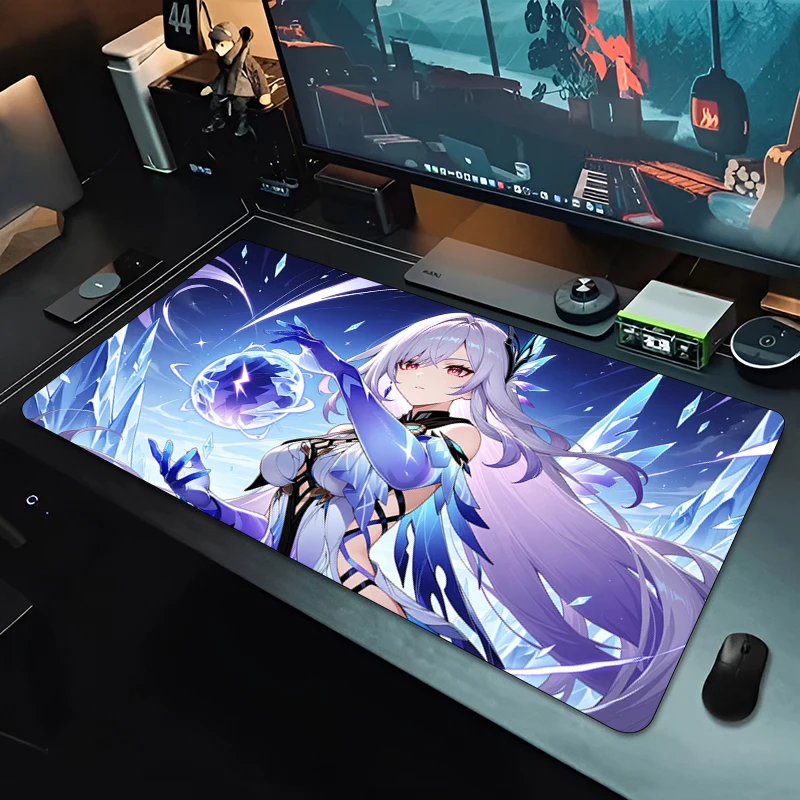 Genshin Impact Skirk Mousepad Office Computer Desk Mat Keyboard Mouse Pad Laptop Cushion Large Non-slip Deskpad PC game Mousepad