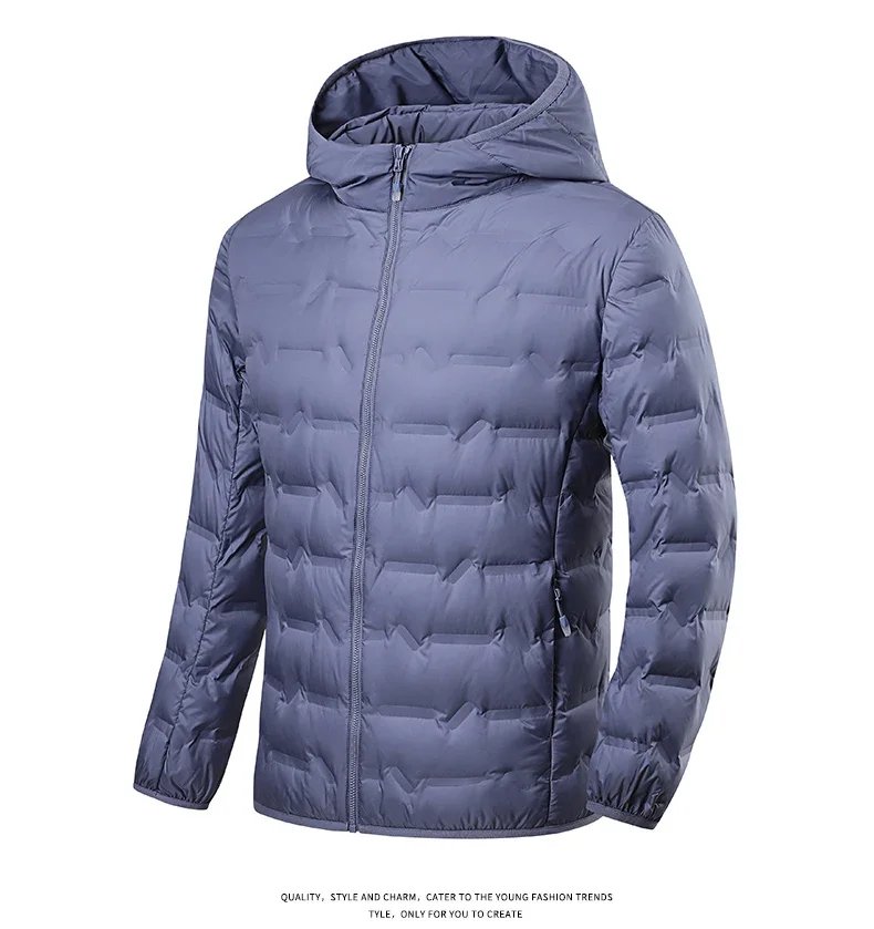 Lightweight Men Winter Down Duck Jacket Hooded Padded Coat Male Graphene Warm Fishing Autumn Puffer Designer Feather Parka Grey