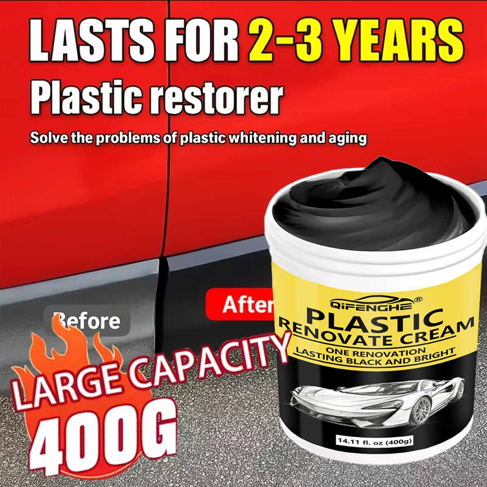 

Plastic Polish & Tire Coating - All-in-One Restorer for Dashboards, Seats & Bumpers | Long-Lasting PVC Formula | Streak-Free