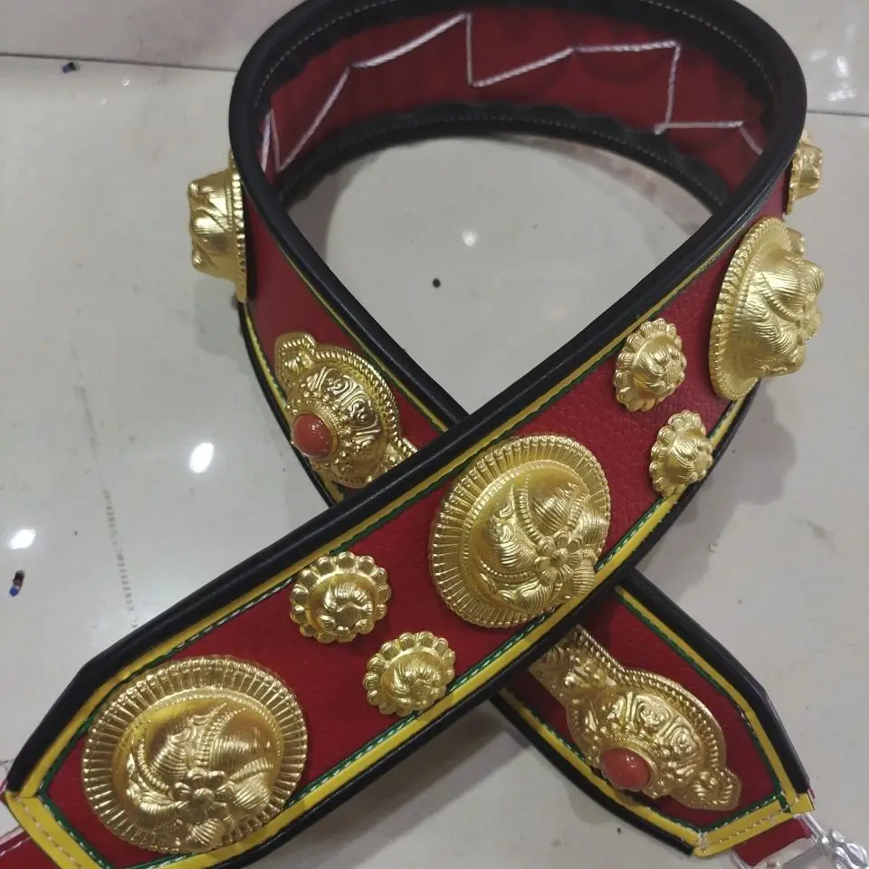 เข็มขัดโลหะผสมสไตล์ทิเบตสำหรับผู้หญิง ลวดลายชาติพันธุ์