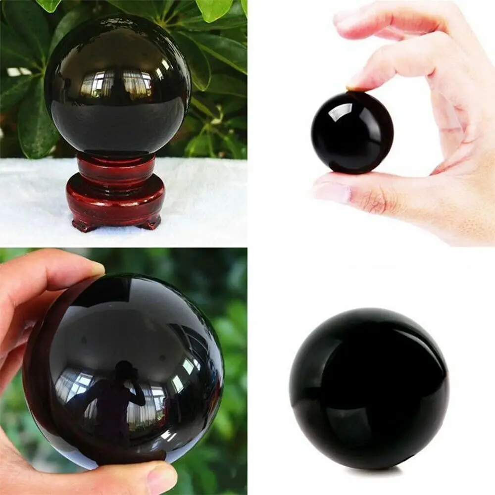 Esfera de obsidiana negra Natural, bola de cristal grande, piedra curativa, piedras preciosas