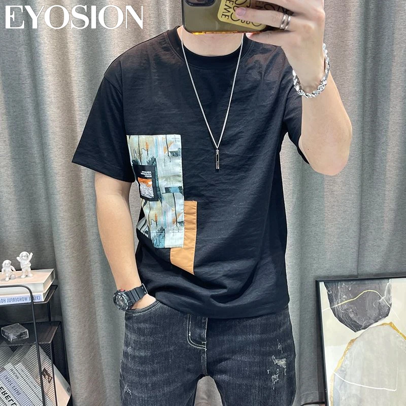 Men\'s Short Sleeve T-shirt 2023 O-Neck Fashion Korean Casual Print New Casual Pullover Half Sleeve Clothing Tee Shirt Tops M-5XL