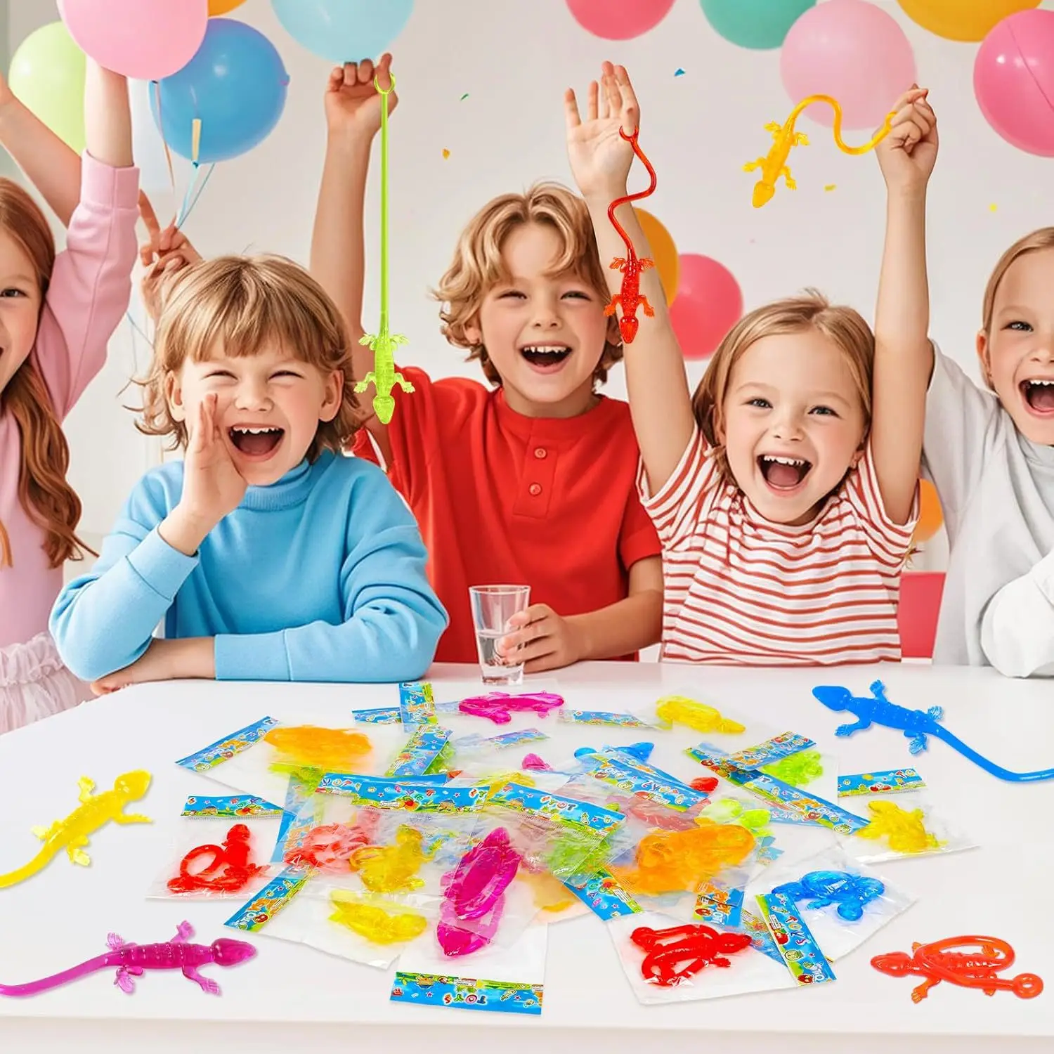 10PCS Color Sticky Gecko Toy Telescopic Sticky Crawling Lizard Small Toy Stress Relief Toy Party Gift Halloween Gift Fillers