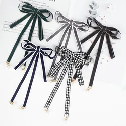 Pearl Ribbon Brooch Pin Women Bow Tie Vintage School Girl White Collar Jewelry Bowknot Shirts Necktie Candy Color Red Butterfly