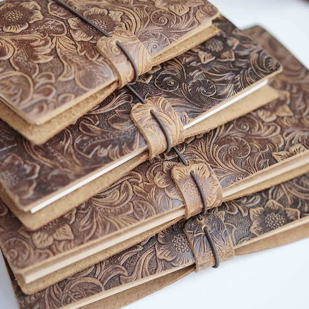 1 Stück handgefertigtes Notizbuch aus echtem Leder – Vintage-Skizzenbuch aus Rindsleder für Reisende und Künstler – Detail 13