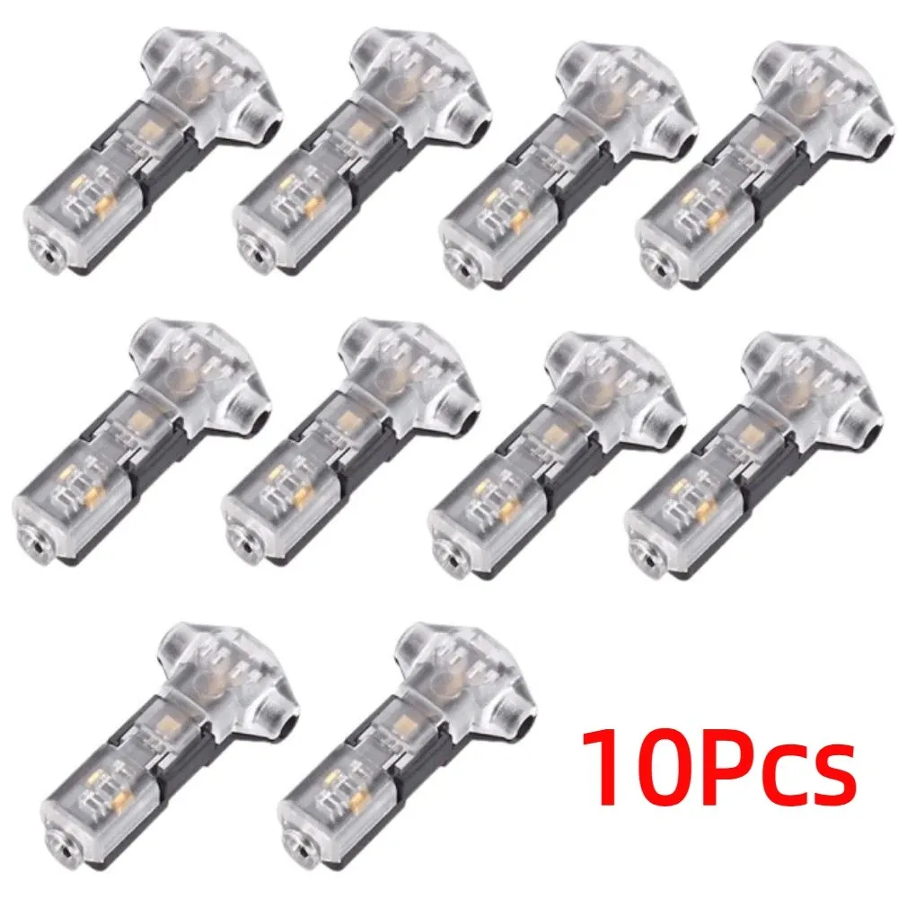10Pcs T Type Low Voltage Wire Connector for 18-22 Awg Cables T1/T2 Quick Connector Wire Connectors Easy to Install Pluggable