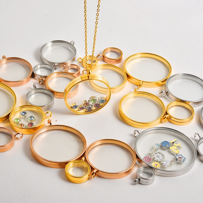 

10Pcs 10-40mm Round Cremation Ashes Medallion Pendant Jewelry Stainless Steel Glass Floating Coin Bezel Locket Colgantes Making