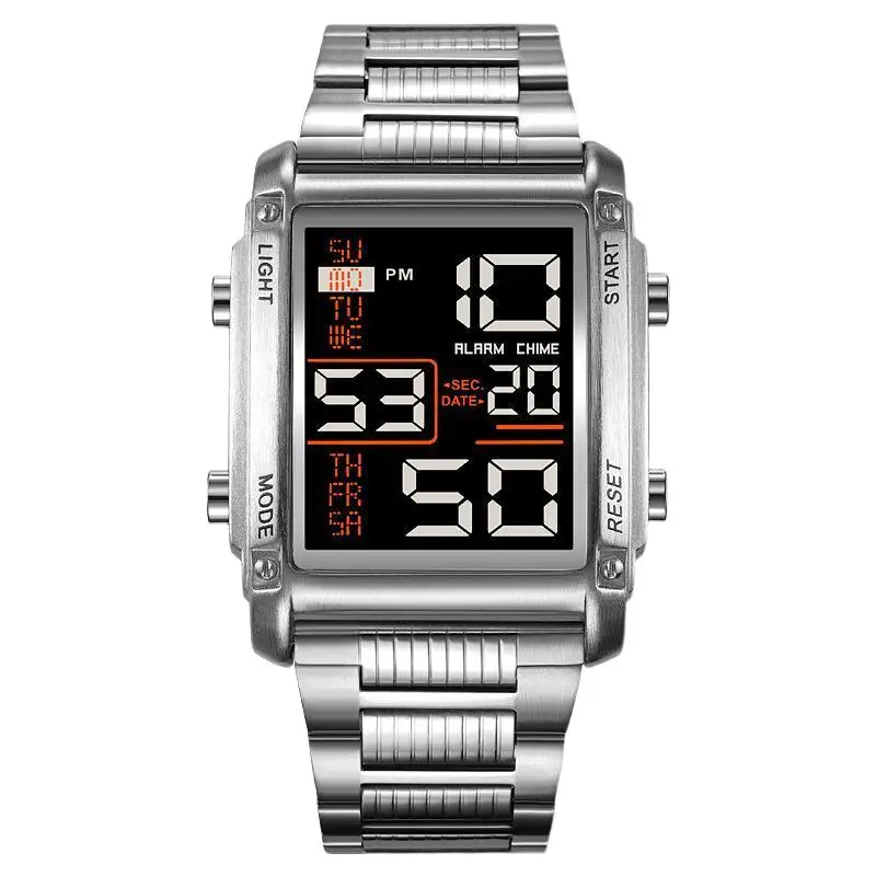 SkmeiElectronic Watch ساعة رجالية مربعة متعددة الوظائف مضيئة مقاوم للماء ساعة إلكترونية ساعة رياضية