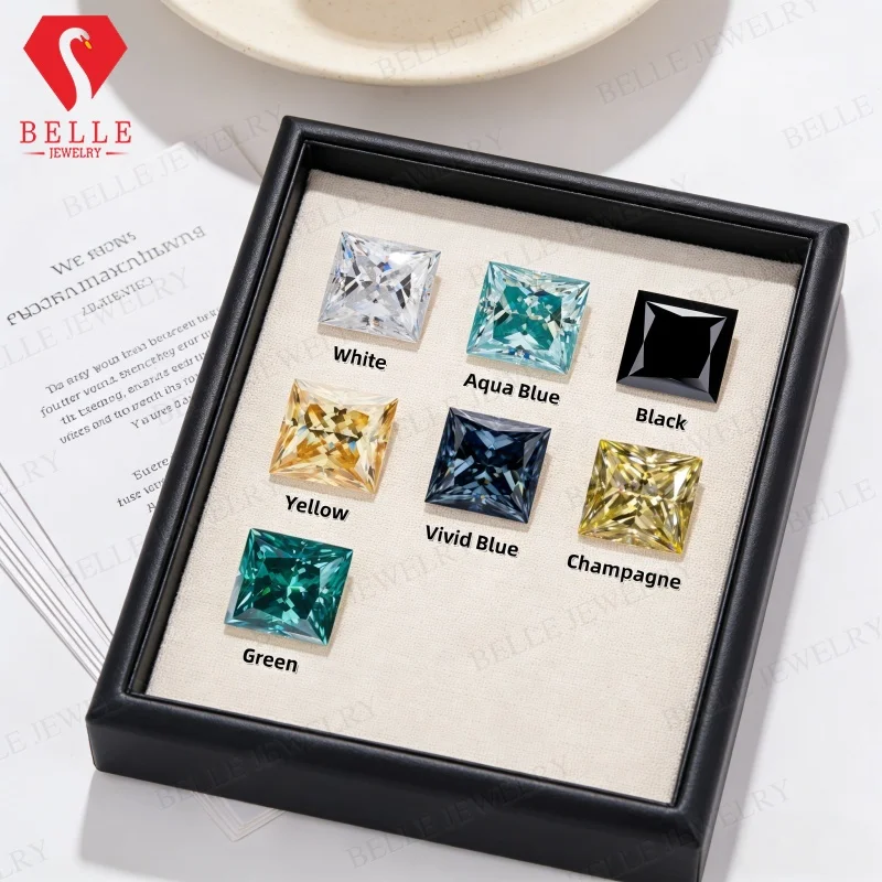 

0.5-10ct Princess Cut Moissanite Loose Stones 8Hearts 8Arrows Precision Cut Ideal for Designer Fine Jewelry Gifts Jewelry Making