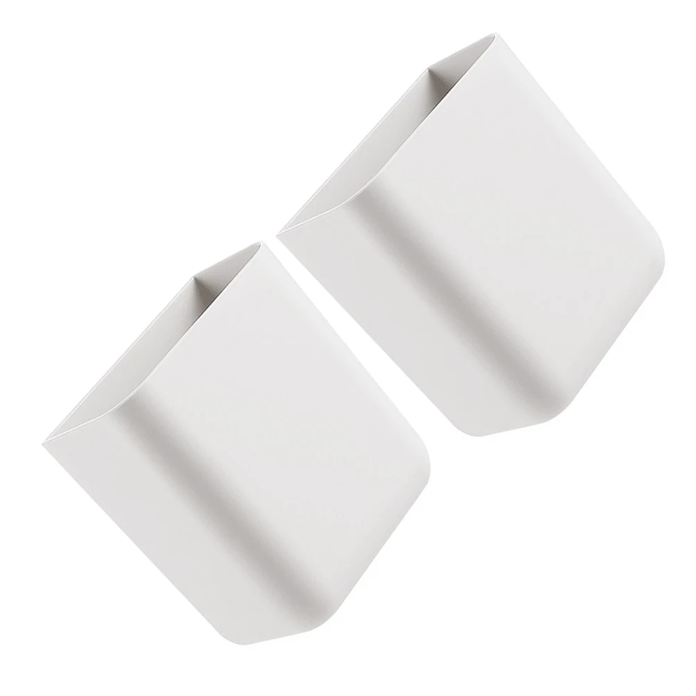 

2 Pcs Wall Mounted Storage Boxes Clear Plastic Remote Holder No Punch Bedroom Kitchen Bathroom Organizer Storage Container