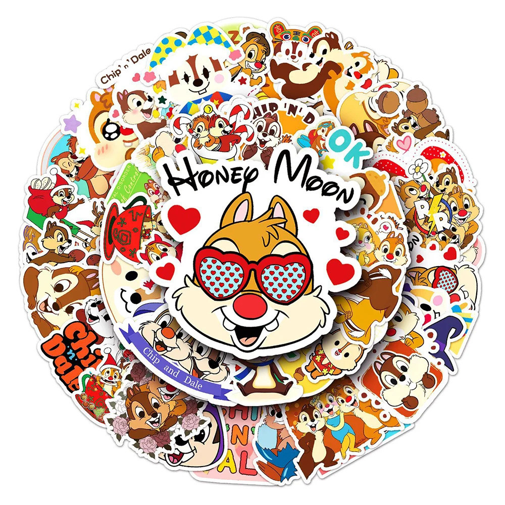 10/30/50pcs Disney Chip \'n\' Dale Cute Stickers Decal Waterproof Laptop Skateboard Helmet Phone Notebook Kid Cartoon Sticker Toy