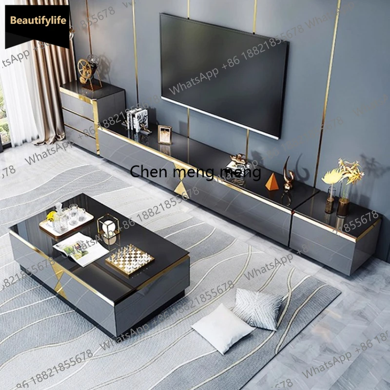 

c139 Luxury Nordic Modern Tv Cabinet Wooden Floor Italian Standing Drawer Cabinet Gold Black Meuble Tv Avec Rangement House Furn