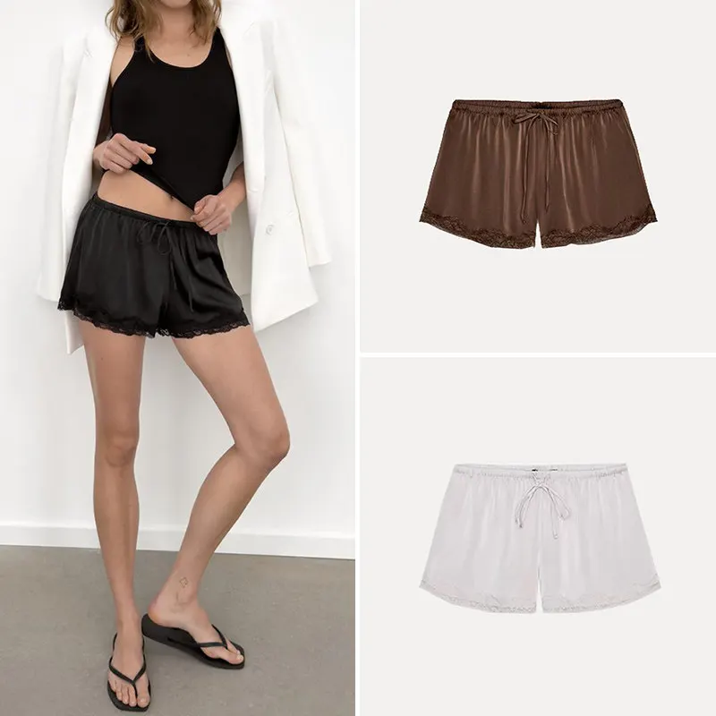 

Fashionable Lace Trim Shorts Women's Straight Leg Pants Natural Waist Other Material 100% Summer 2026 ZADATA Shorts