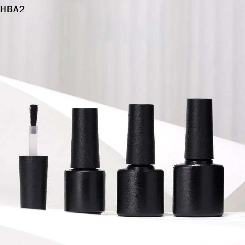 Botella de gel para uñas, botellas vacías de esmalte de uñas, botellas negras recargables con cepillo para viaje, envases cosméticos portátiles de 6/7/8/10mL