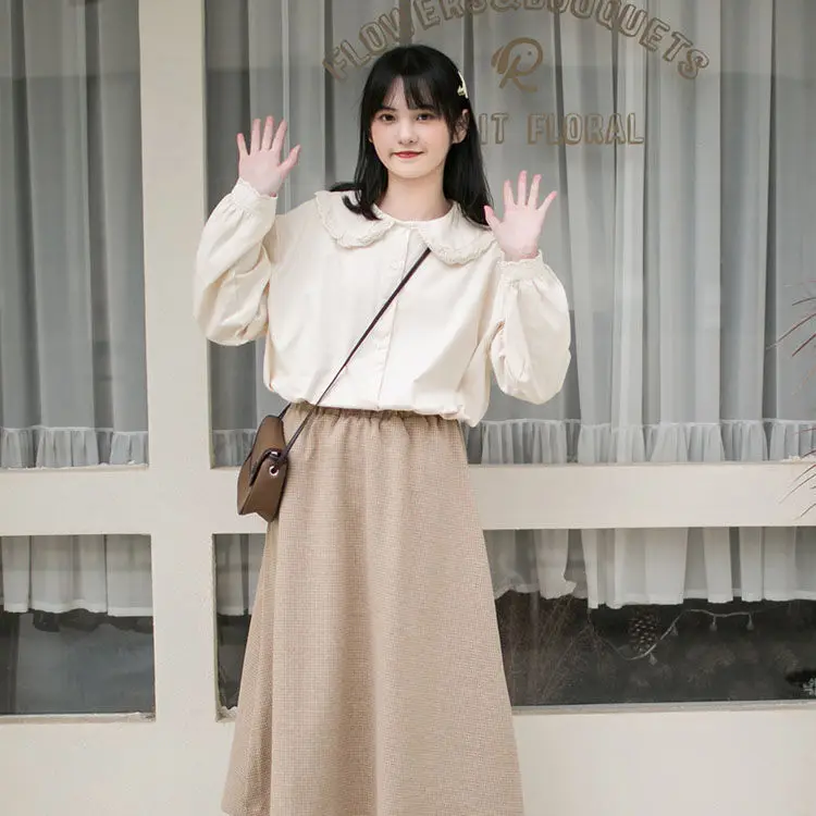 

Рубашки с длинным рукавом, женские клетчатые топы большого размера, завязанная на талии, на пуговицах спереди, с рукавами-фонариками, женский стиль, элегантные весенние наряды