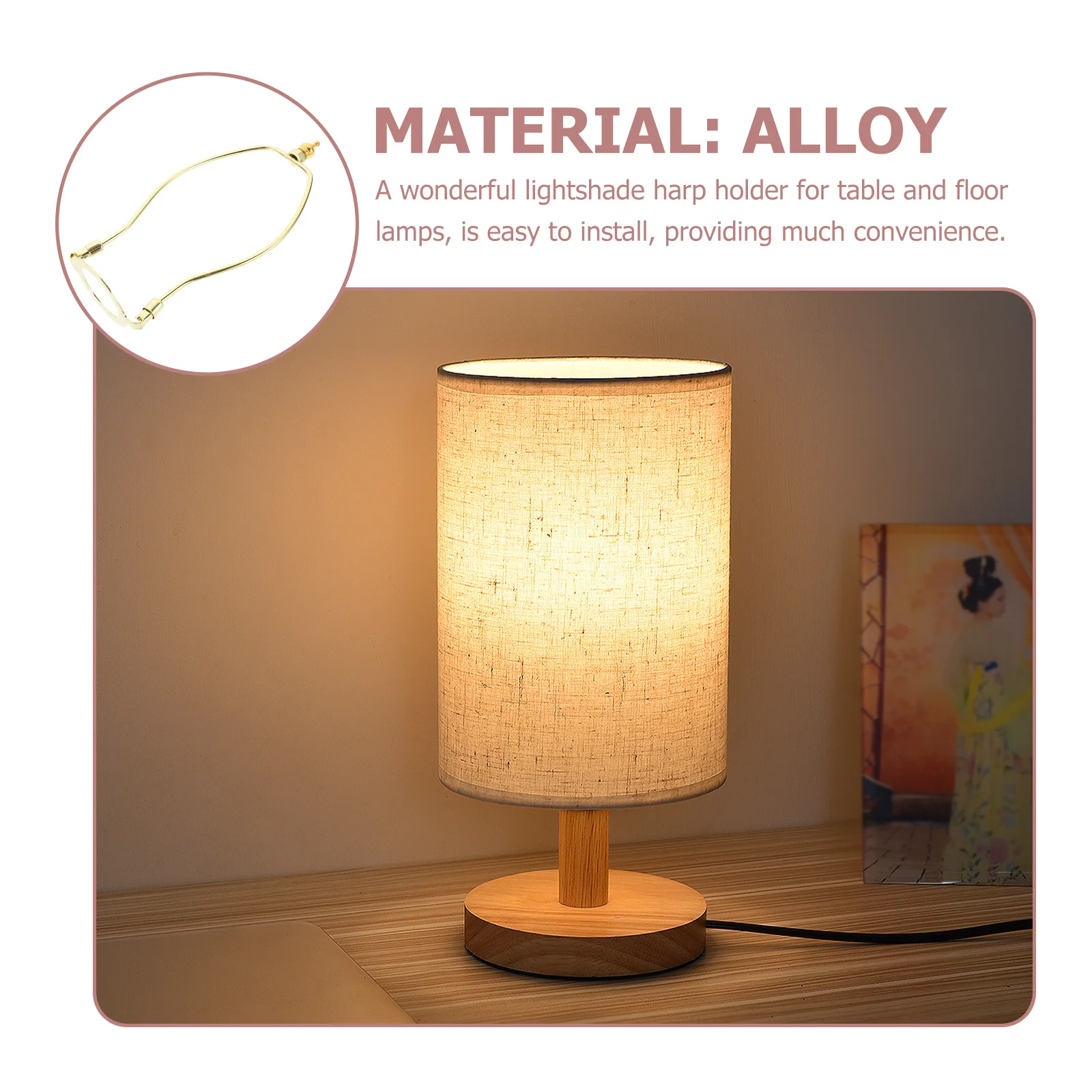 Telaio in lega per supporto per arpa per lampada resistente da 2 pezzi per paralume ampiamente utilizzato nell'arredamento dell'home office Lampada stabile a lunga durata