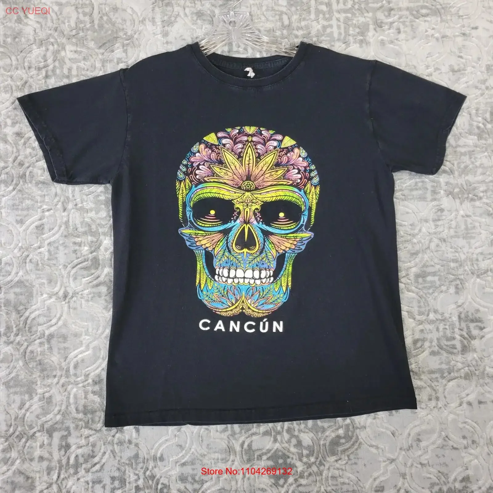 Cancun Mexico Skull T Shirt Men's Medium Black Night Of The Dead Destination vintage Washed Comfortable Stylish fashion