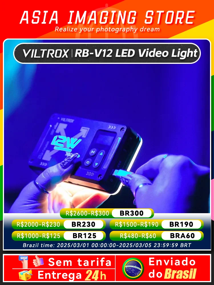 VILTROX RB-V12 Magnetic RGB Video Light 360° Full Color Portable LED Camera Light Panel with APP Control 2500K-8500K CRI 97+