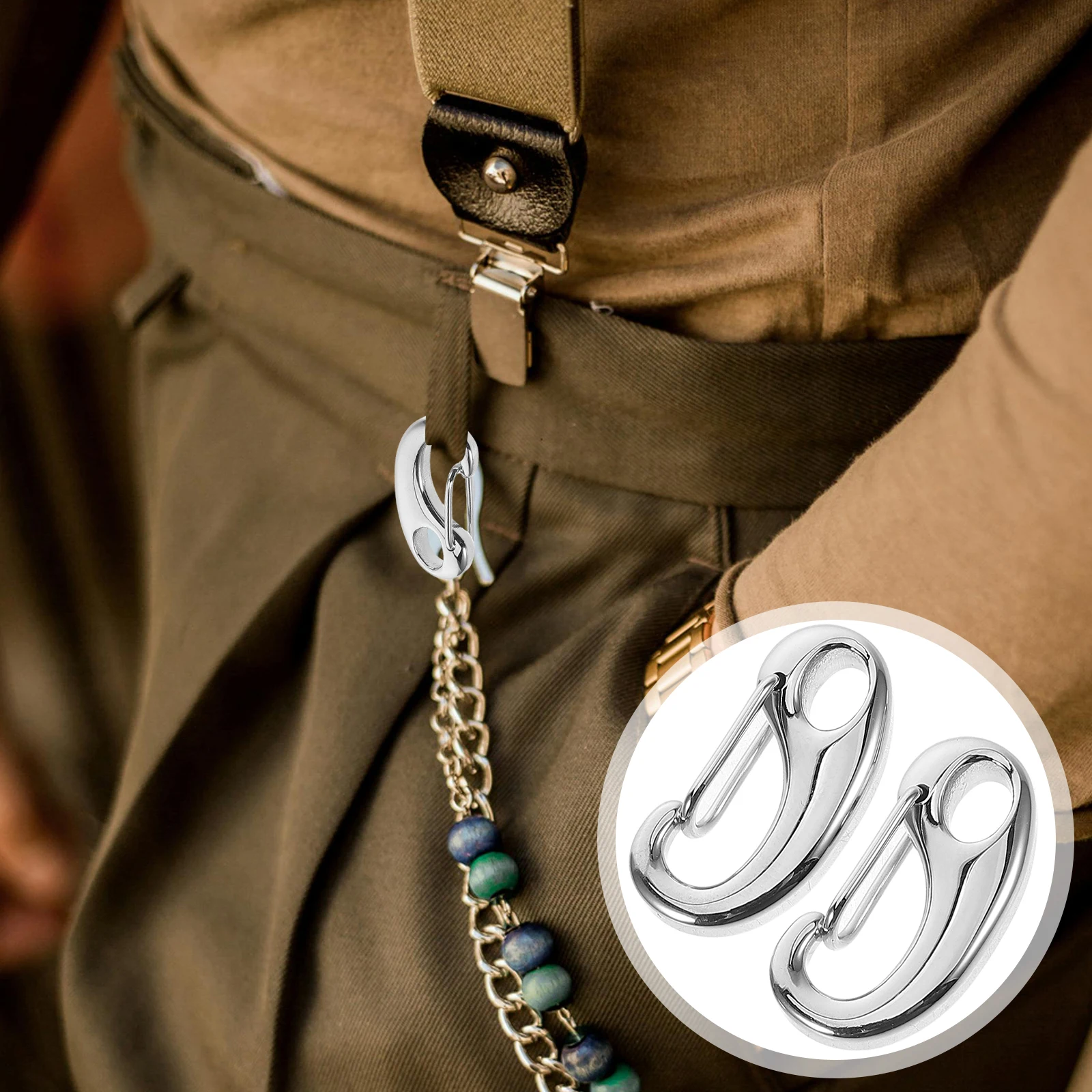 

2pcs Stainless Steel Lobster Clasps Polished C Shaped Clips Keychain Jewelry Pants Accessories D Snap for Flagpole