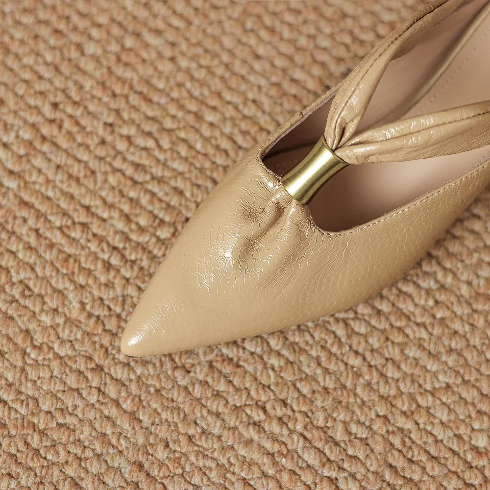 【JOCHEBED HU】Handmade Genuine Leather Women's Head Cover Half Slippers Folded Thick Heel Square Toe Old Style Shoes 34-40 view 3