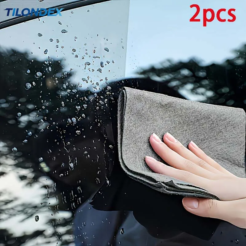 TILONDEX 2 Magic Glass Cleaning Cloths- Thickened Residue-Free Microfiber Cloths, Suitable for Windows, Mirrors, Cars