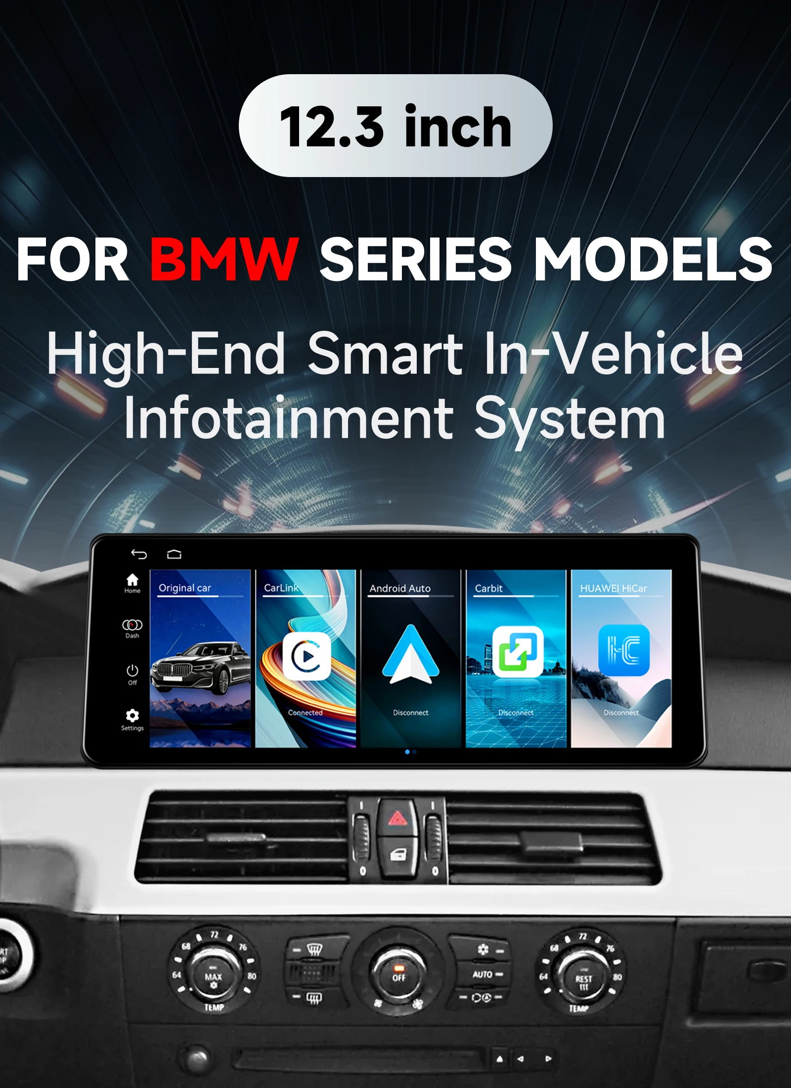 Autoradio-Player mit GPS für BMW 5er E60 2005-2010 CCC CIC Kabelloses CarPlay Android Auto 2 USB-Anschlüsse Auto-Multimedia-Radio 1920*720 Display