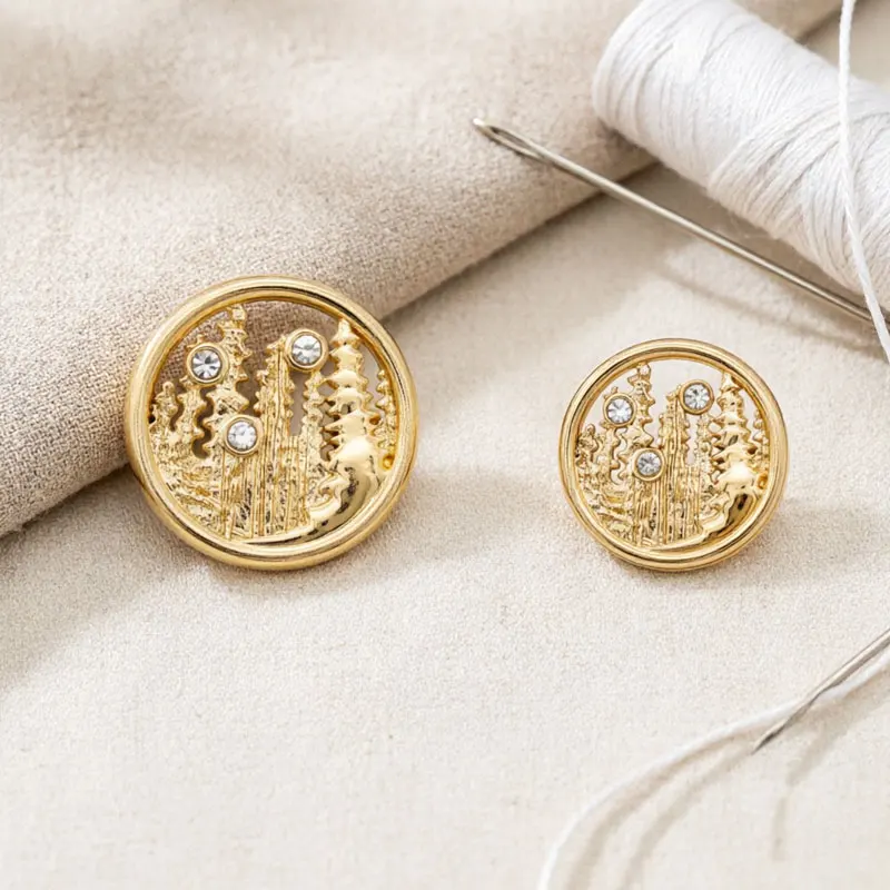 Filigrane Metallknöpfe mit Strass, durchbrochene Kristallknöpfe für Kleidung, Nähzubehör, 18 mm, 23 mm, 10 Stück/Lot – Detail 6
