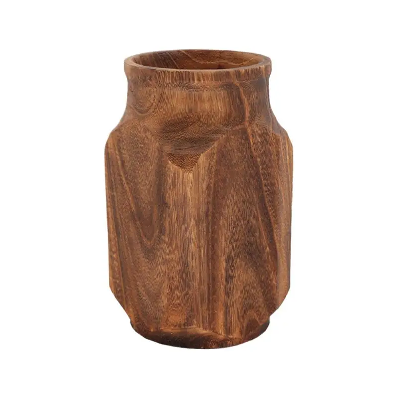 

Wooden Vase for Decor, Wide Mouth Wood Floor Vases Decorative Tall, Round Flowers Vase for - Rustic Table Centerpiece