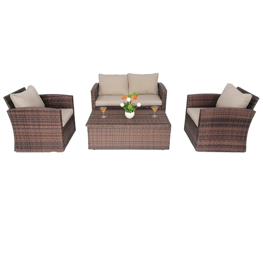 5pcs Luxury Patio Furniture Set Garden Furniture Outdoor Rattan Sofa