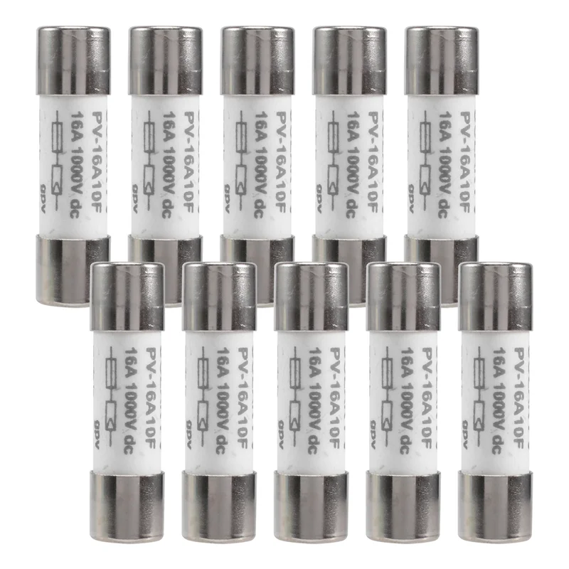 A13E-10 Pcs 1000 VDC Fuse Solar PV Explosion-Proof Fuse Silver