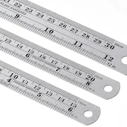 High Precision Stainless Steel Ruler Set 6 8 12 16 20 Inch Double-Sided Metal Measuring Tools for Office and Drawing