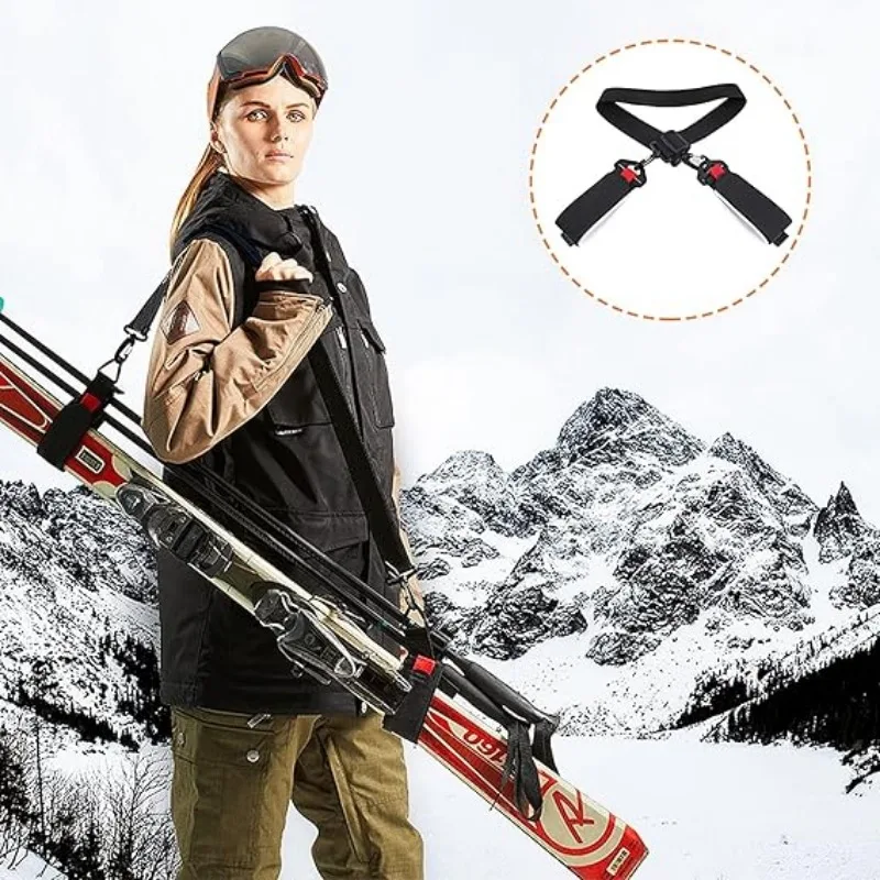 Ski Pole Carrier Strap Fixing Belt Durable Snowboard Shoulder Strap for Skateboarding Winter Outdoor Sports Skis Accessories
