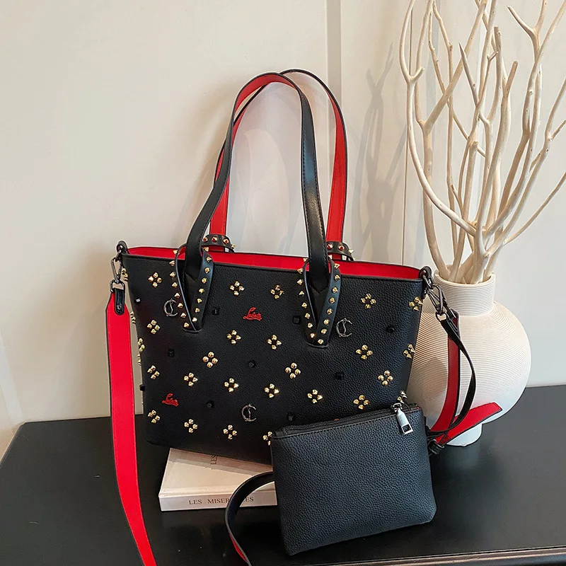 

Unique Designer Studded Bucket Bag, 2025 Convertible Underarm Tote for Women, Multi-Layer Shoulder Purse, Chic Work & Casual Bag