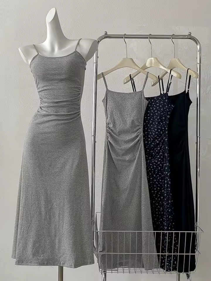 슬림핏 드레스 A라인 중간 길이 슬림핏 하이웨이스트 드레스 원피스 여성복 여름 드레스 원피스 여성복 여름 드레스