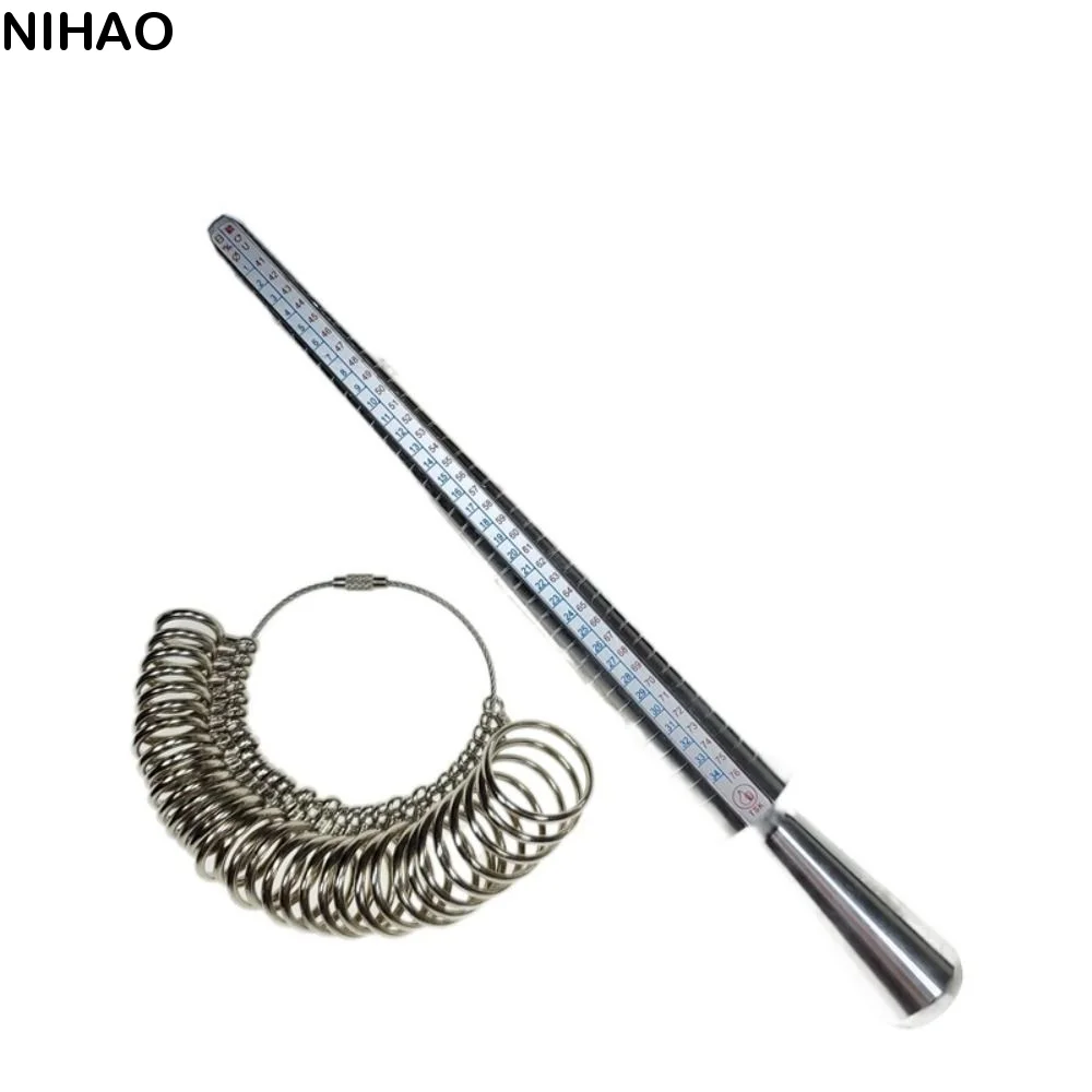 Durable Ring Sizer Measuring Tool Set Ring Stick Aluminum Ring Mandrel Jewelry Sizers Kit Smooth Edges Metal Gauge