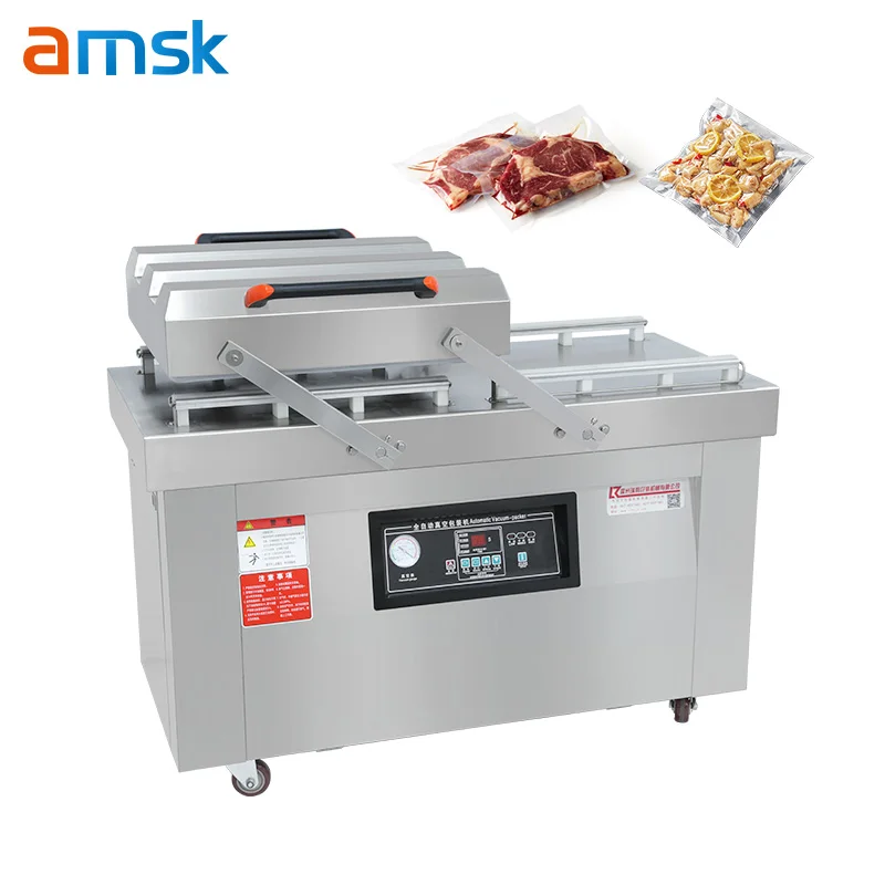 آلة تعبئة الفراغ الأوتوماتيكية بالكامل DZ-400 آلة تغليف اللحوم والمأكولات البحرية ذات الغرفة المزدوجة #3