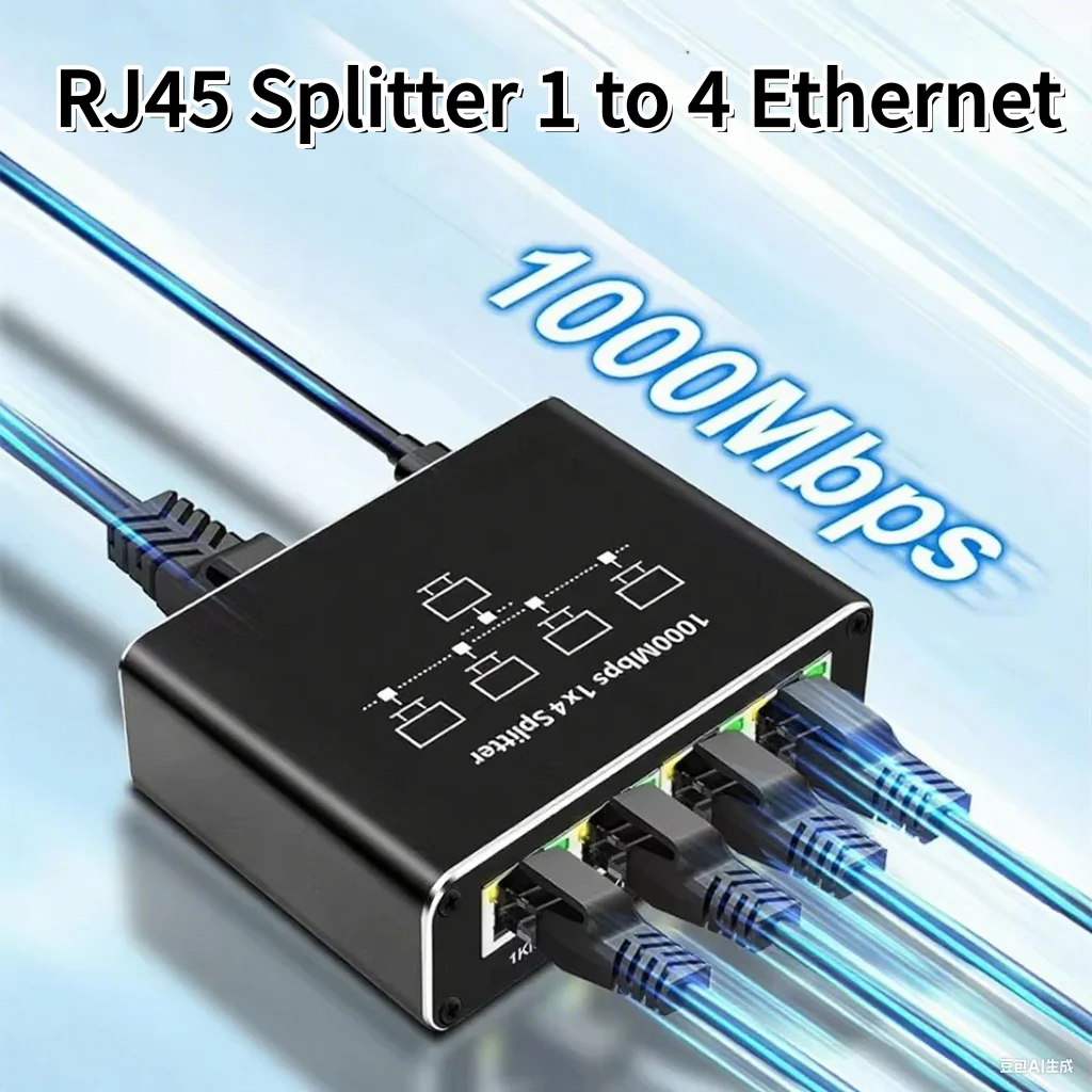 

Разветвитель RJ45 от 1 до 4 Высокоскоростной сетевой разъем 1000 Мбит/с Разветвитель HUB 4 устройства Одновременная сеть для кабеля Cat6/7/8