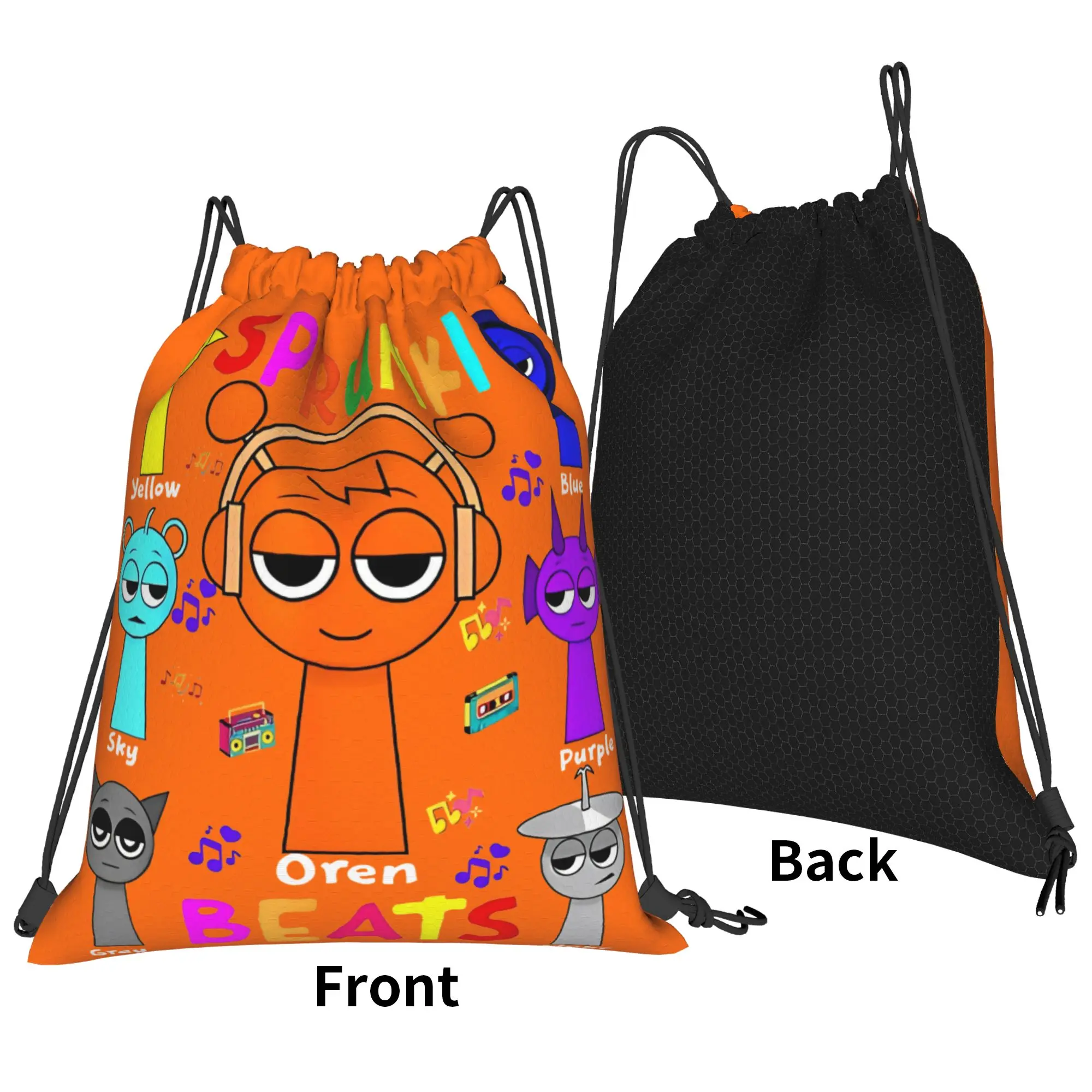 Sprunki Gaming Bag Drawstring Backpack Sports Gym Sackpack Water Resistant Game String Bag for Hiking 36cm (W) x 43cm (H)