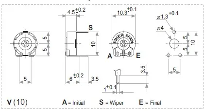 3PCS/lot Spanish PIHER fine-tuning potentiometer PT10-4.7K adjustable resistor hexagonal hole