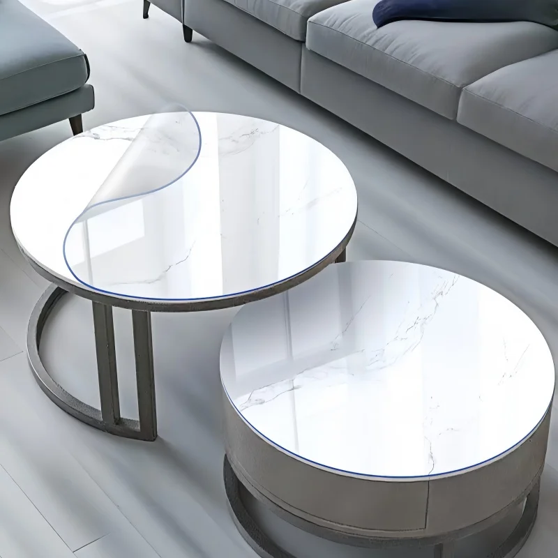 Transparent Round PVC Tablecloth Waterproof Oilproof Desk Protector Clear Soft Glass Dining Table Mat 50cm 60cm 70cm Circle Cove