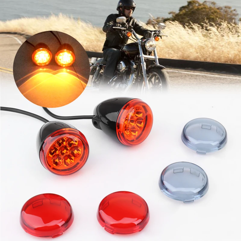 Motorcycle Accessories Front LED Turn Signal Light Indicator Lamp Lens 1 Pair For Harley Sportster XL883 XL1200 48 72 1992-UP