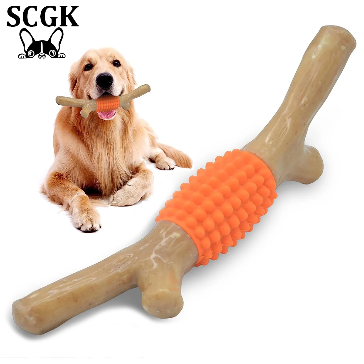 SCGK Dog Toys Aggressive Chewing Tough Rubber Teething Stick Real Maple Wood Flavor for Large Medium Breed Dog accessories