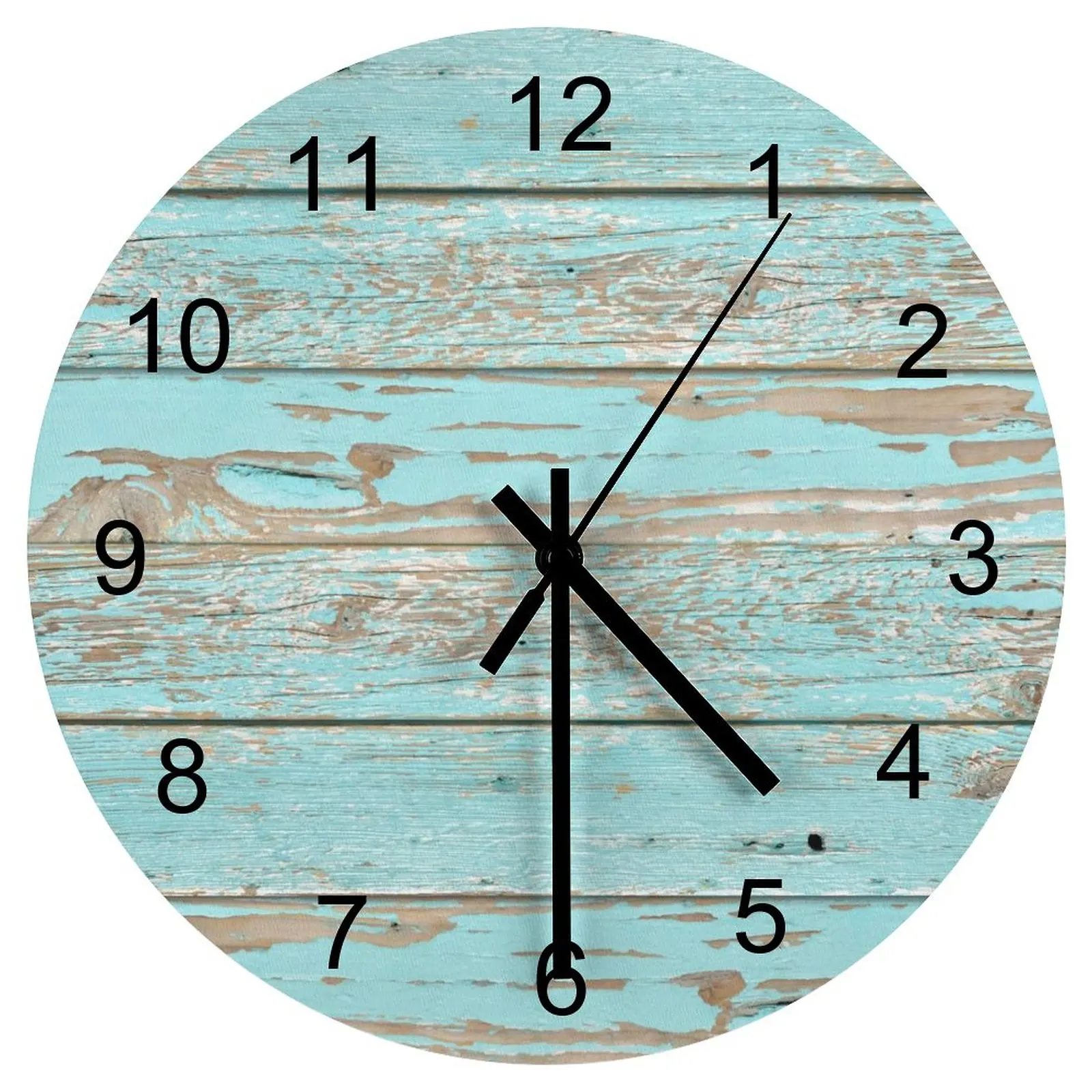 Kitchen Wall Clock Navy Blue wood block Clocks 12 inch Mute Fashion Round Creative Ultra Thin Sporty Home Decor