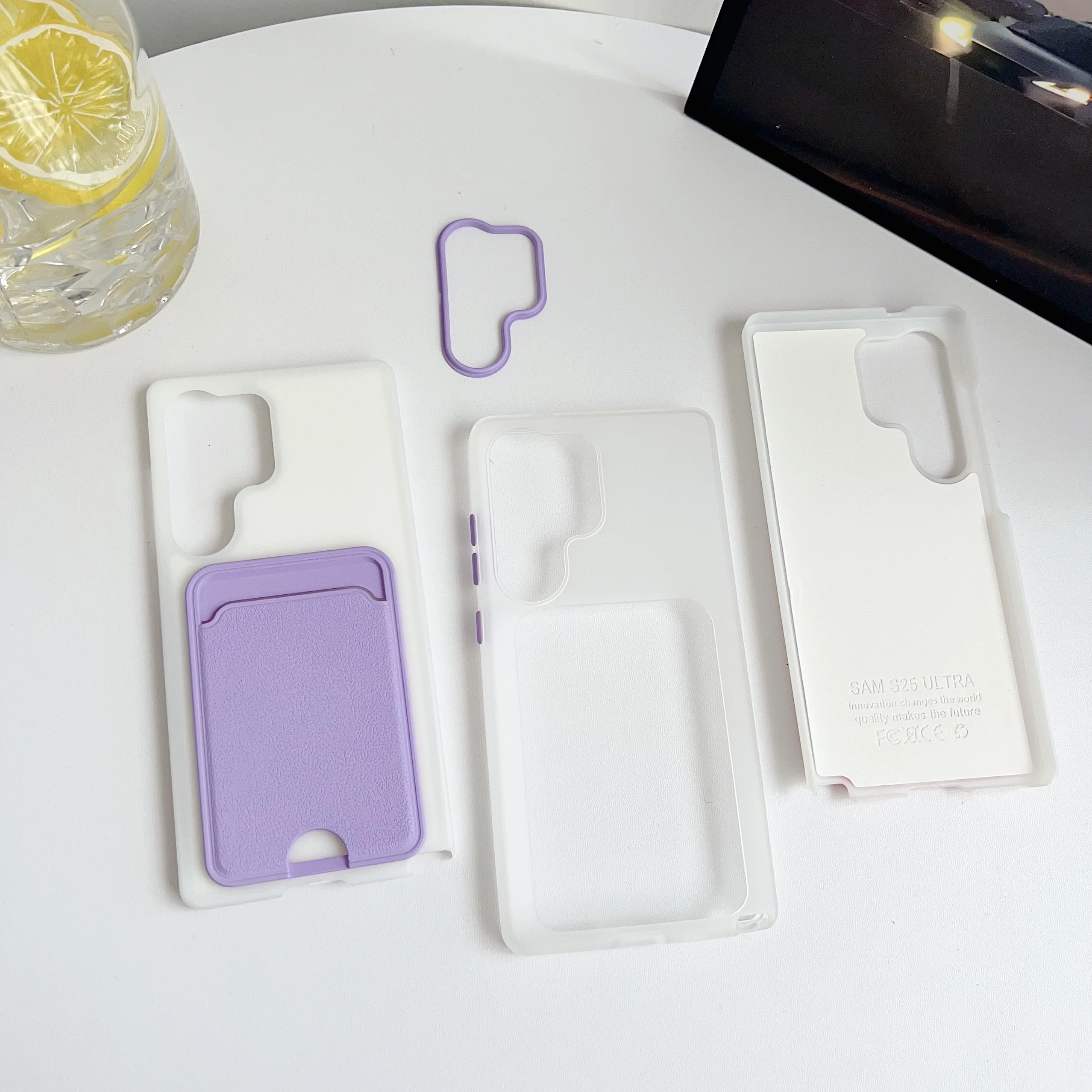 2In1 Soft Silicone Card Pack Phone Case for Samsung S25 Edge S24 S23 Ultra Plus Matte Insert Nonslip TPU Shockproof Bumper Cover