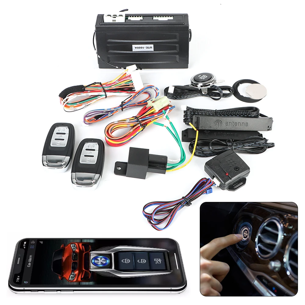 

Universal One-button Start Push Systems Smartphone Control Car Start Stop Keyless Entry System Remote Start Kit