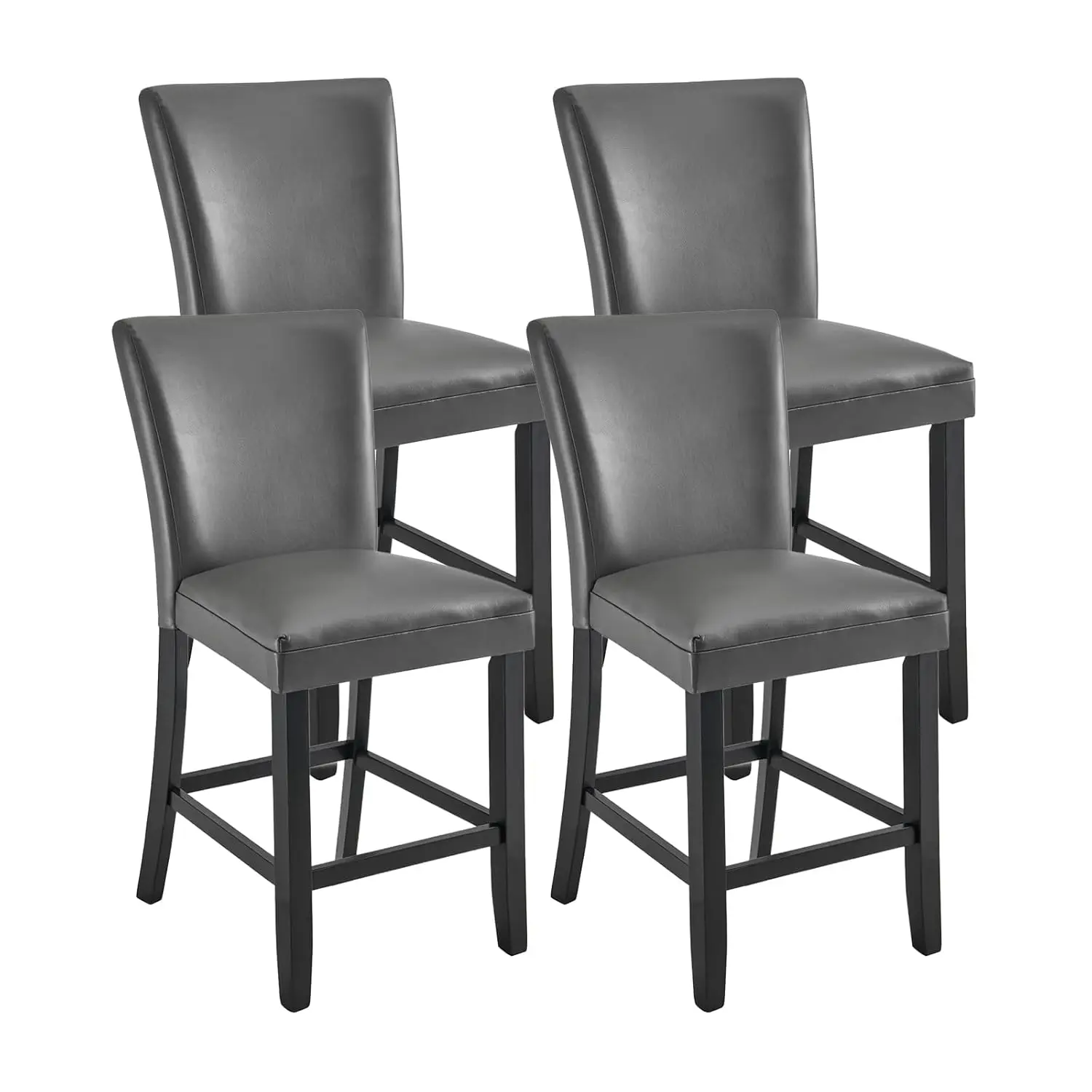 

Стулья для барной стойки, высота сиденья 65 см, серые барные стулья из искусственной кожи со спинкой, отделка под массив дерева, регулируемые по высоте, на заказ