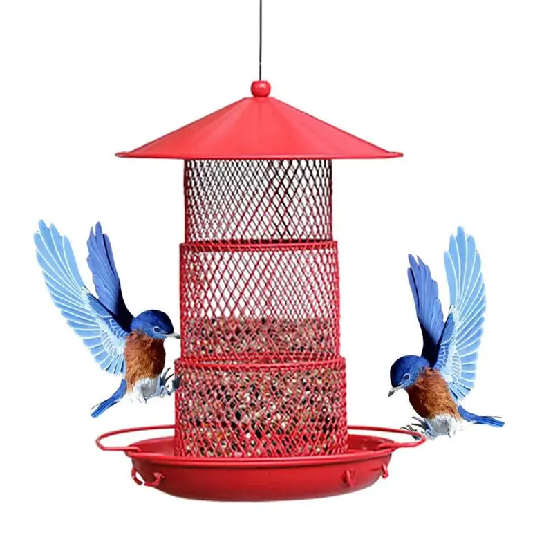 

Squirrel Proof Wild Bird Feeder 3-Layer Spinning Wild Bird Feeder Rotating Heavy Duty Metal Squirrel-Proof Bird Feeders For