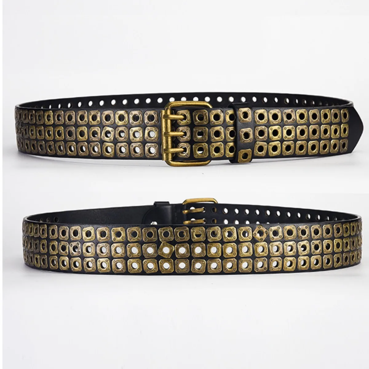 Innovative Fashion Square Beads, Willow Nails, Three Exhaust Eyes, Punk Street Cool, Personalized Men\'s and Women\'s Belts