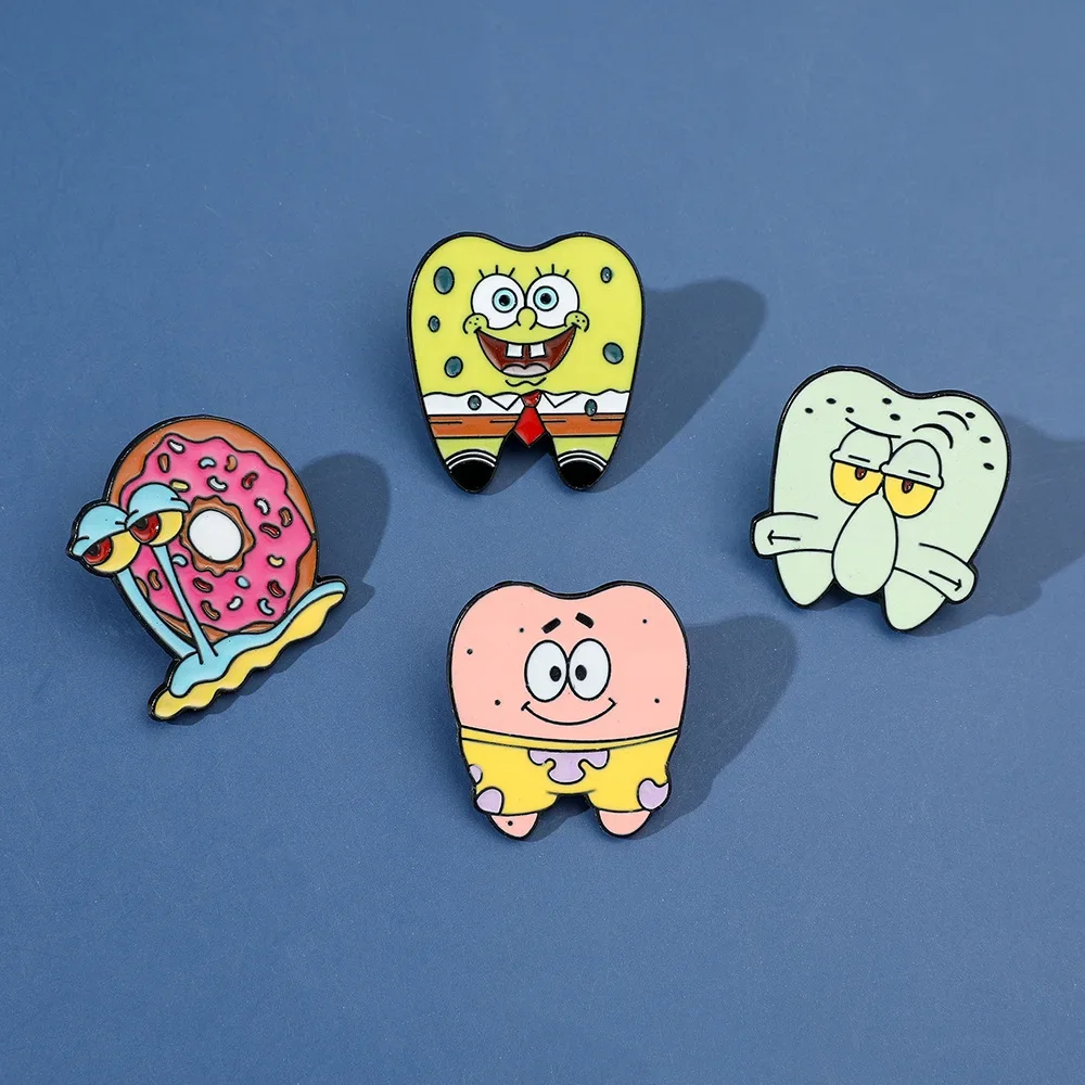 Anime SpongeBob SquarePants Enamel Pins Cartoon Brooch on Clothes Creative Patrick Star Metal Badge for Backpacks Brooches Gifts