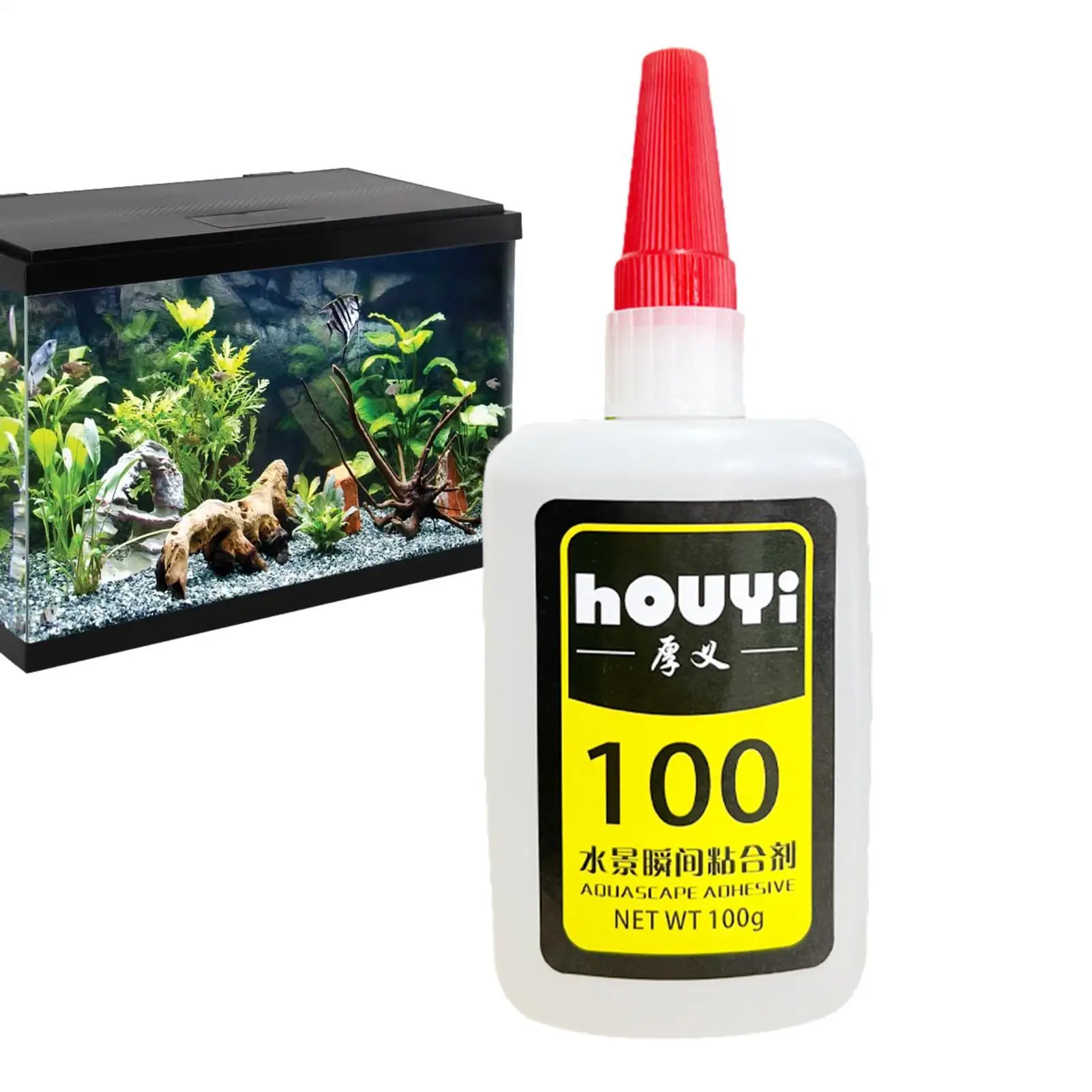 50/100g Clear Instant Glue Aquascaping Waterproof Aquarium Adhesive Long Lasting Aquarium Glue for Plants Random Lid Color